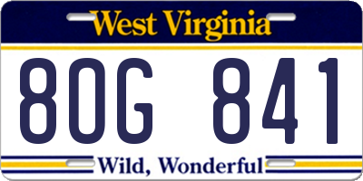 WV license plate 8OG841