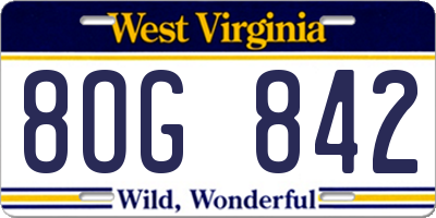 WV license plate 8OG842