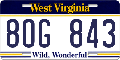 WV license plate 8OG843
