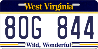 WV license plate 8OG844