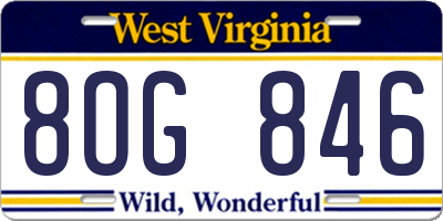 WV license plate 8OG846