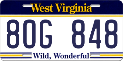 WV license plate 8OG848