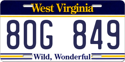 WV license plate 8OG849