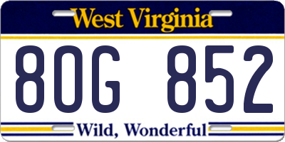 WV license plate 8OG852