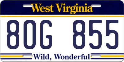 WV license plate 8OG855