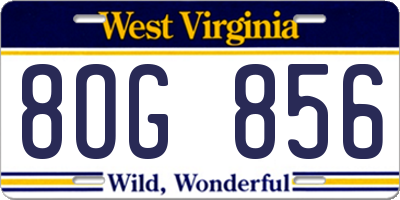 WV license plate 8OG856