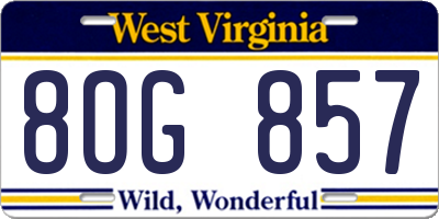 WV license plate 8OG857
