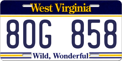 WV license plate 8OG858