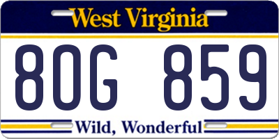 WV license plate 8OG859