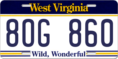 WV license plate 8OG860