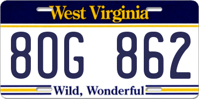 WV license plate 8OG862