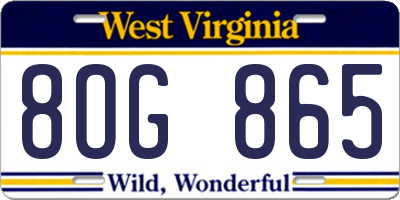 WV license plate 8OG865