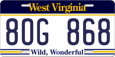 WV license plate 8OG868