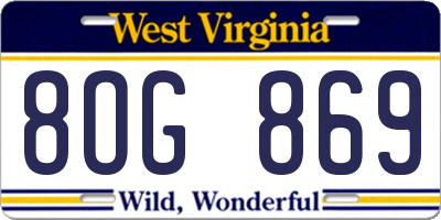 WV license plate 8OG869