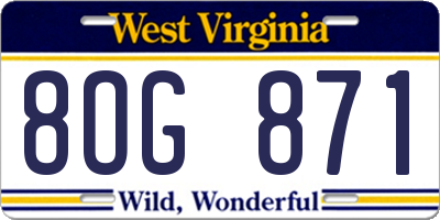 WV license plate 8OG871