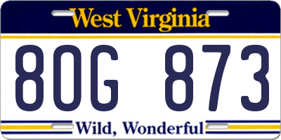 WV license plate 8OG873