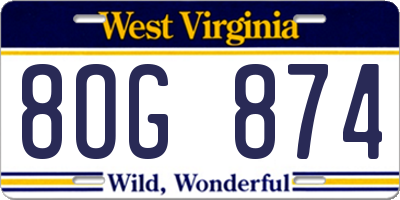 WV license plate 8OG874