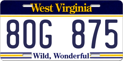WV license plate 8OG875
