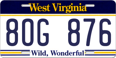 WV license plate 8OG876