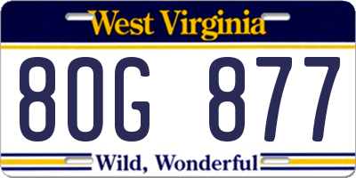 WV license plate 8OG877