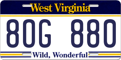 WV license plate 8OG880