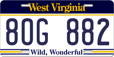 WV license plate 8OG882