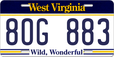 WV license plate 8OG883