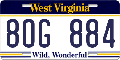WV license plate 8OG884