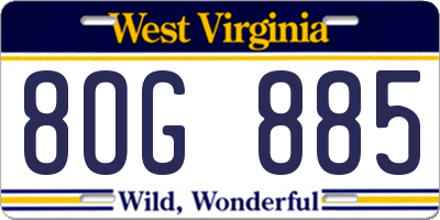 WV license plate 8OG885