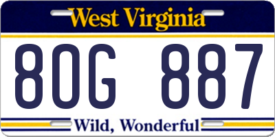 WV license plate 8OG887