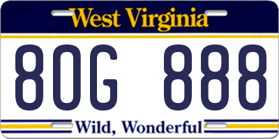 WV license plate 8OG888