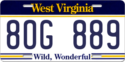 WV license plate 8OG889