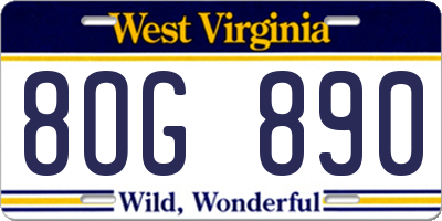 WV license plate 8OG890