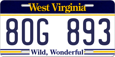 WV license plate 8OG893