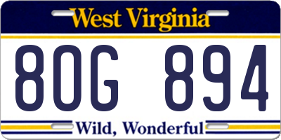 WV license plate 8OG894