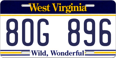 WV license plate 8OG896