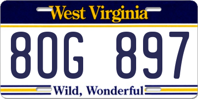 WV license plate 8OG897