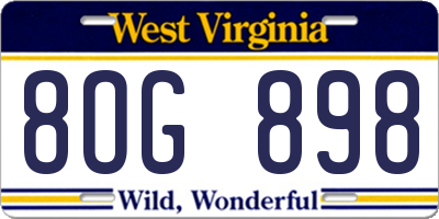 WV license plate 8OG898