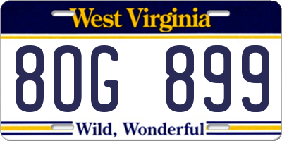 WV license plate 8OG899