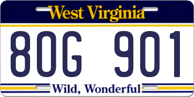 WV license plate 8OG901