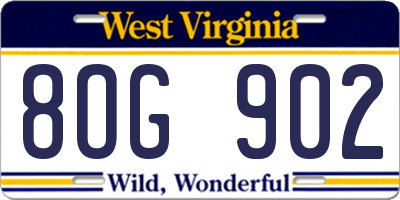 WV license plate 8OG902