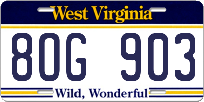WV license plate 8OG903