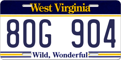WV license plate 8OG904