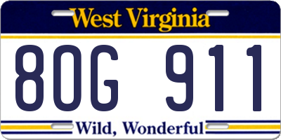 WV license plate 8OG911
