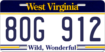 WV license plate 8OG912