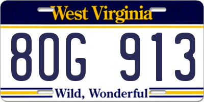 WV license plate 8OG913