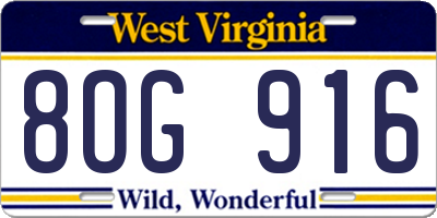 WV license plate 8OG916