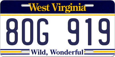 WV license plate 8OG919