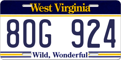 WV license plate 8OG924