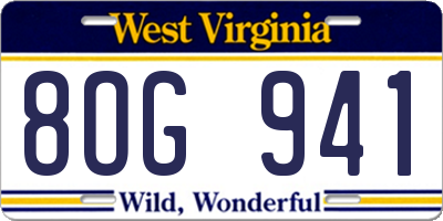 WV license plate 8OG941